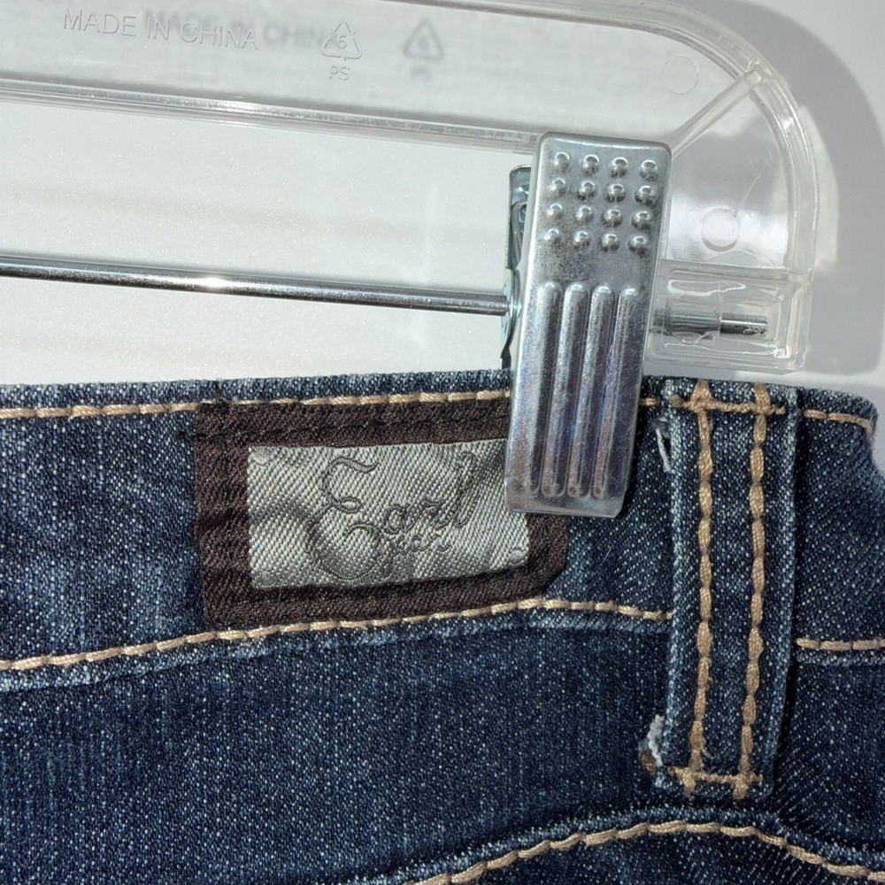 Earl Jeans Dark Blue Embellished Flip Pocket Rhinestone Accents, Women's Size 8 - Picture 3 of 9